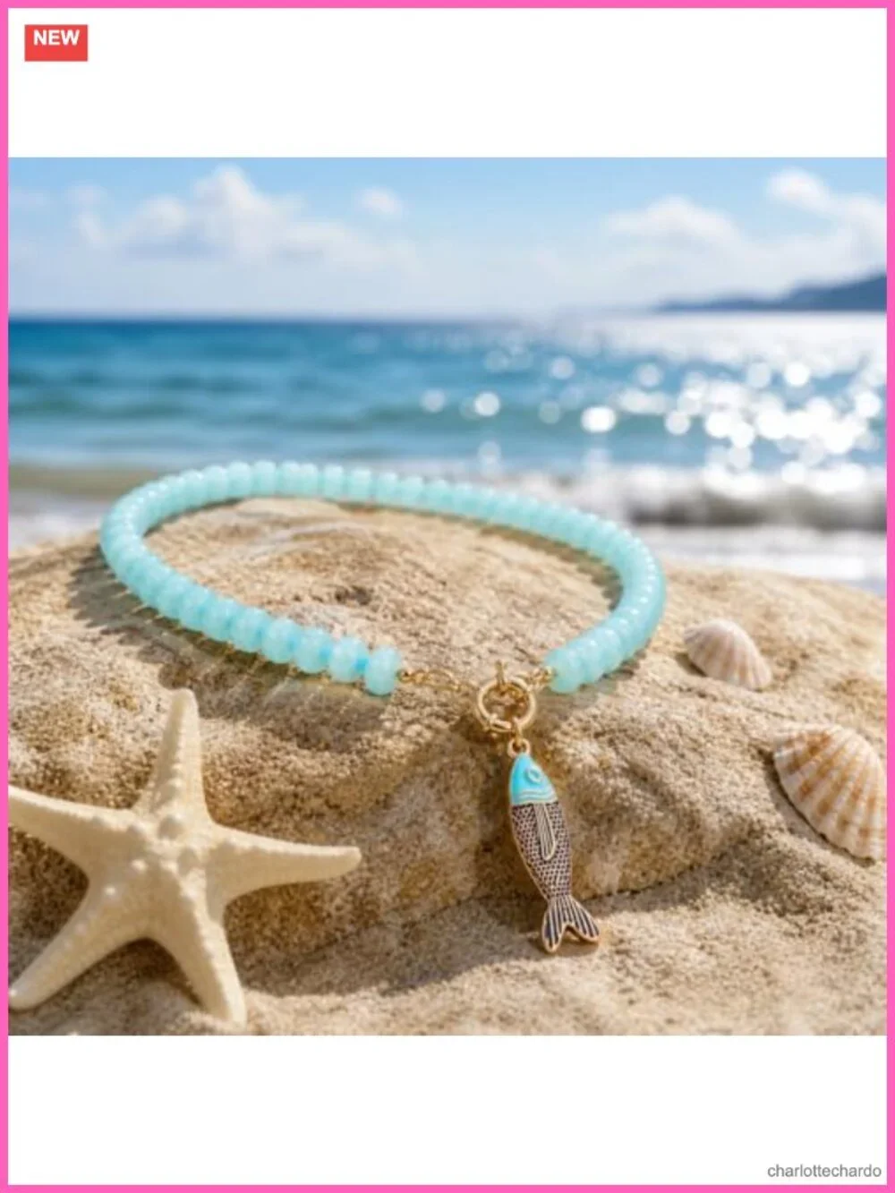 Fish Pendant Beaded Necklace Acrylic Resin Boho Summer Charm Women's Jewelry